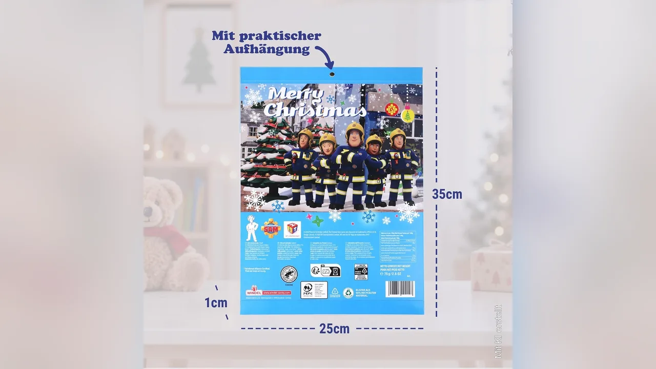 Der Kalender ist 35 × 25 cm groß und hat eine praktische Aufhängung.