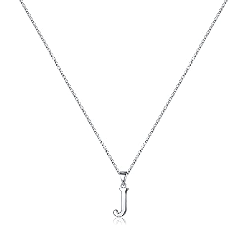 TINGN Halskette Damen Silber Kette mit Buchstaben, Initialen Kette Damen Initialen Anhänger Buchstaben J Kette S925 Sterling Silber Kette für Damen Mädchen Geschenke für Frauen Buchstaben Kette Damen