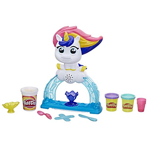 PlayDoh E5376EU5 Buntes Einhorn SofteisSet mit 3 Dosen PlayDoh, darunter eine Dose zweifarbige Strudelknete