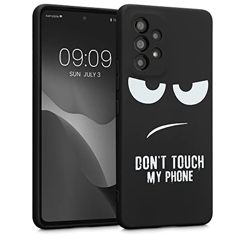 kwmobile Hülle kompatibel mit Samsung Galaxy A53 5G - Handyhülle Silikon Case - Don't Touch my Phone Weiß Schwarz