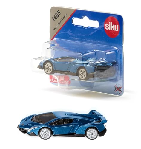 siku 1485, Lamborghini Veneno, Metall/Kunststoff, Spielzeugauto für Kinder, Dunkelblau, Bereifung aus Gummi, Silber