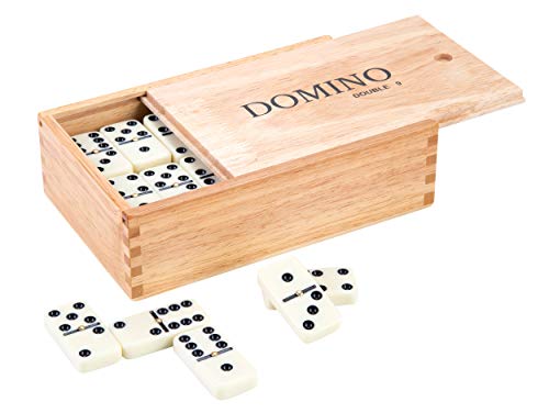 Engelhart - 250123 - Tolles Domino-Spiel - HolzBox mit 55 Dominos Doppel 9-55 Kunststoffteile -