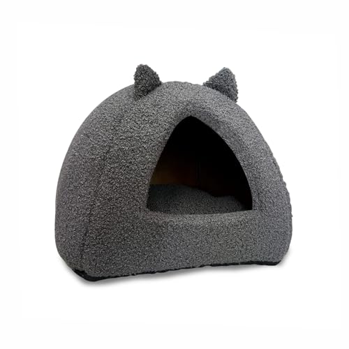 Geiliayes Katzenhöhle süß Katze-Katzenbett- Katzenkorb- Haustierbett/höhlenartiges Design/super weich und warm waschbare Kissen Schöne Höhle Kissen waschbar/ca 36x36x33 cm (Grey)