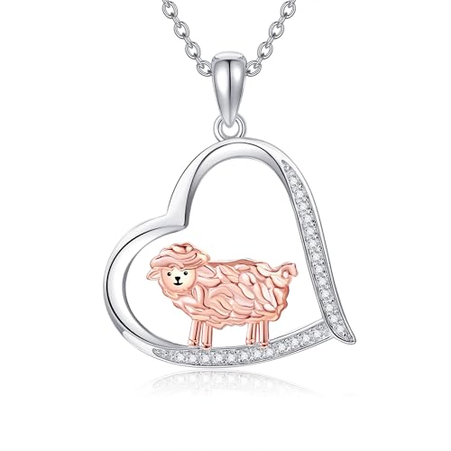 JERWLI Schaf Halskette 925 Sterling Silber Schaf Anhänger Schmuck Geschenk für Damen und Mädchen