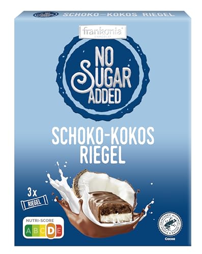frankonia CHOCOLAT NO SUGAR ADDED Schoko-Kokos Riegel, 100 g (3x33 g)