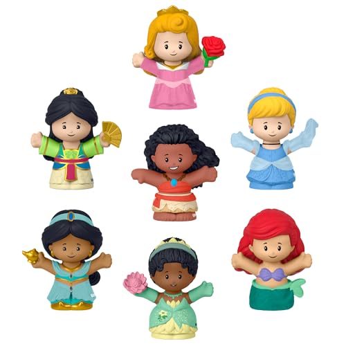 Fisher-Price HJW75 - Little People Disney Princess Spielzeug, Set mit 7 Figuren für Klein- und Vorschulkinder für Rollenspiele ab 18 Monaten