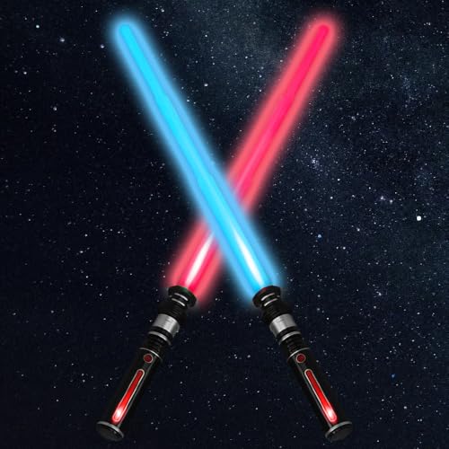 ADDLIVE Lichtschwert Kinder, 2 Stück 7 Farben Duell Laserschwert mit Licht und Sound, Lichtschwert Star Wars, Erweiterbarem Lightsaber-Set für Anziehpartys, Cosplay Spielzeug für Kinder Geschenk