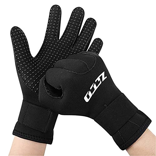 ZCCO 5mm Neopren Tauchhandschuhe,doppelschichtige Thermo-Neoprenanzughandschuhe mit elastischem Handgelenk und rutschfesten Partikeln zum Tauchen,Surfen,Schnorcheln(ST-5mm,L)