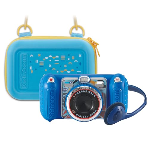 VTech KidiZoom Duo Pro Bundle mit kostenloser Tasche – nur für kurze Zeit – Kinderkamera mit 2 Kameras, Foto- und Videofunktion, Spielen, Musikplayer und vielem mehr