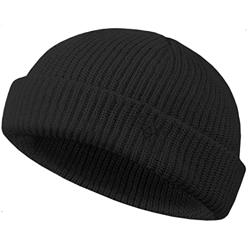 urban ace | Beanie Mütze, Haube | Docker Trawler | Frühling Herbst Winter | weich leicht | Damen Herren Unisex | dichter Stoff, doppellagig | optimale Passform, Seemannsmütze Fisherman (Black)