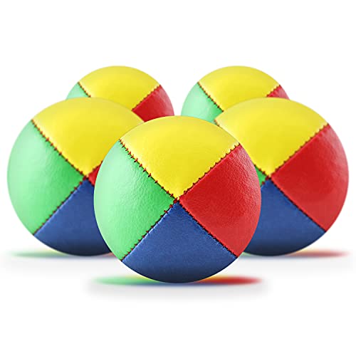 Diabolo Freizeitsport Jonglierbälle 5er Set, 62mm Jonglierball mit nachhaltiger Vogelhirse gefüllt, wasserabweisend, Kunstleder, für Kinder & Anfänger