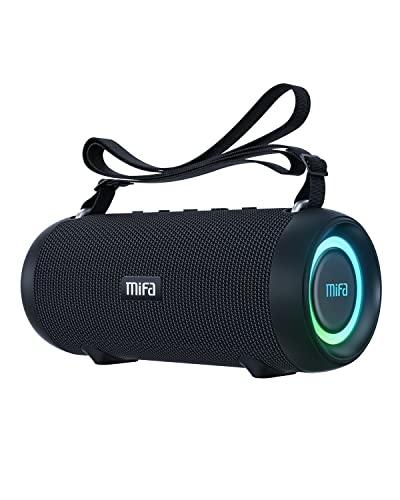 MIFA A90 Bluetooth Lautsprecher 60W kabellos IPX7 wasserdicht RGB-LED-Licht 30 Stunden Akku, USB/Micro SD-Karte/AUX-in Wiedergabe True Wireless Stereo mit Schutzhülle/tragbarem Trageriemen