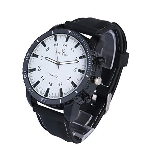 Uhren Herren V6 Luxusuhr Uhr Armbanduhren Quarz Outdoor Herren Sport Silikon Herrenuhr Armbanduhr Herren Rechteckig (White, One Size)