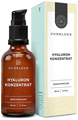 JUNGLÜCK Hyaluron Konzentrat - Vegan | Natürliches Hyaluronsäure Serum - Gesichtsserum mit BIO Aloe Vera schenkt dir wertvolle Feuchtigkeit & Frische | Hyaluronic Acid reduziert trockene Haut