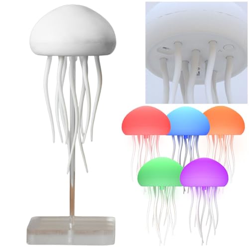 Umikk Quallenlampe, LED Fantasy Quallenlampe, Leuchtende Quallen, LED Quallen Lampe Stimmungslicht Geschenke, Tragbare Quallen Lampe, für Dekorative Atmosphärenbeleuchtung (mit Sockel)