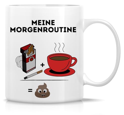 Lieblingstasse mit Spruch Geschenk für Partner, Paare I Lustige Tasse für Freundin, zum Geburtstag, Jahrestag I Geschenke für Arbeitskollegen, Freunde (Meine Morgenroutine)