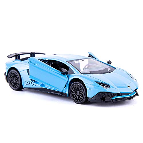 TGRCM-CZ 1/36 Skala Lamborghini Aventador LP700-4 Casting Car Modell, Zink Legierung Spielzeugauto für Kinder, Pull Back Fahrzeuge Spielzeugauto für Kleinkinder Kinder Jungen Mädchen Geschenk (Blau)