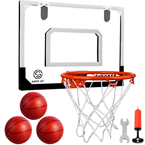 SUPER JOY Mini Basketballkorb Set für Kinder Zimmer Basketball Set Mit 3 Ball Pumpe Indoor Sport Spielzeug Büro Basketball-Board Indoor Ballnetz Office Home 40x30cm Outdoor Basketballbrett Wandmontage