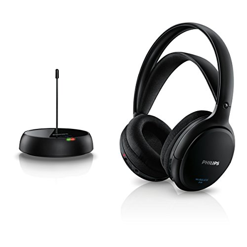 Philips SHC5200/10 HiFi Kopfhörer Kabellos Over-Ear (32-mm-Lautsprechertreiber, Kabellose UKW-Übertragung, Selbstregulierender Bügel, Leichtes Design, Wiederaufladbar) 25 ohm, Schwarz