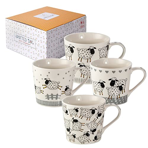 SPOTTED DOG GIFT COMPANY - Kaffeetassen - Originelle Frühstückstassen mit Schaf, Set 4 - Geschenke für Frauen und Männer, Keramik 380ml / 13oz