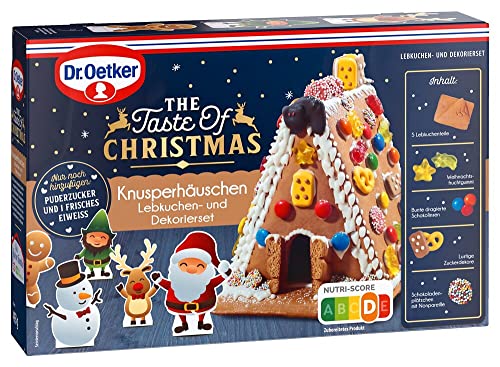 Dr. Oetker Knusper-Häuschen, Lebkuchenhaus und Dekorierset zum Basteln und Verzieren für die Weihnachtszeit - 1 x 403 g