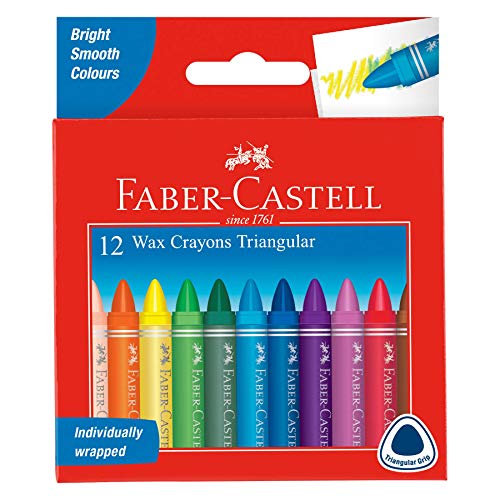 Faber-Castell 120010 - Dreikant Wachsmalstifte, 12er Etui