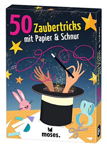 moses. 9847 Zaubertricks mit Papier & Schnur – Geniale Beschäftigung für Kinder ab 8 Jahren, Zauberkasten-Ersatz mit 50 kinderleichten bis anspruchsvolleren Magier Ideen für eine Zaubershow, Small