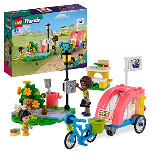 LEGO Friends Hunde-Rettungsfahrrad, Tierrettung-Spielzeug mit Welpen-Tierfiguren und Mini-Puppen aus 2023 für Kinder ab 6 Jahren, Tier- und Welpen-Pflege 41738