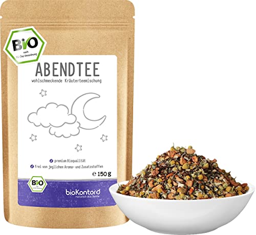 Abendtee BIO 150g wohlschmeckender Kräutertee mit Baldrian, Lavendelblüten, Enstpannungstee - innere Ruhe | bioKontor