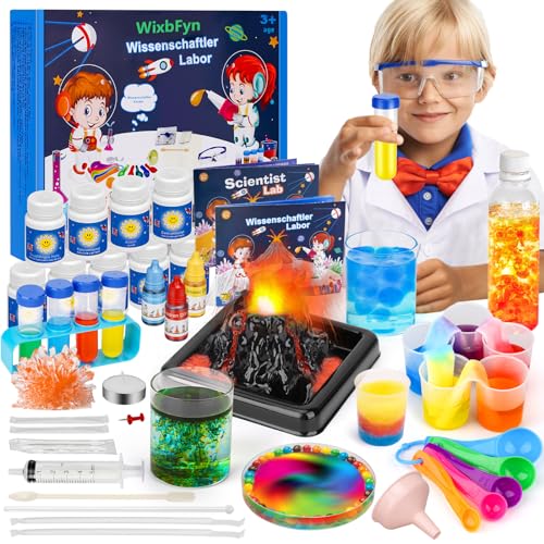 56 Experimentierset für Kinder - Schul-Labor-Experimentierkästen, Bildungsspielzeug für Jungen und Mädchen im Alter von 3 bis 9 Jahren, Kristalle züchten, Regenbogenregen erzeugen