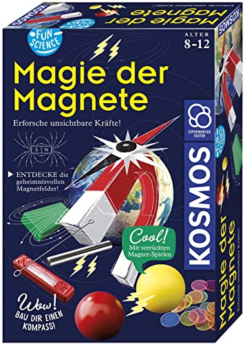 KOSMOS 654146 Fun Science – Magie der Magnete, Baue deinen eigenen Kompass, erforsche unsichtbare Kräfte, Mit spannenden Magnetspielen und Versuchen, Experimentierset für Kinder ab 8 Jahre, Geschenk