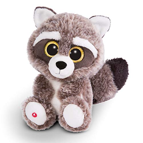 NICI Glubschis: Das Original – Waschbär Clooney 25 cm – Kuscheltier Augen – Flauschiges Plüschtier mit großen Glitzeraugen – Schmusetier für Kuscheltierliebhaber – 45569