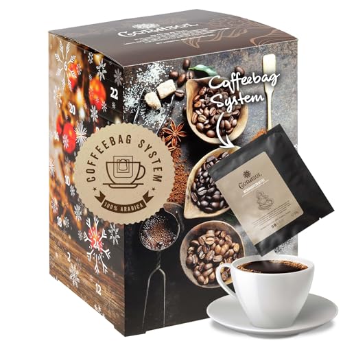 Corasol Premium Flavoured Coffee Kaffee-Adventskalender XL, 24 aromatisierte Kaffee-Kreationen im Coffeebag für Genießer (240 g)