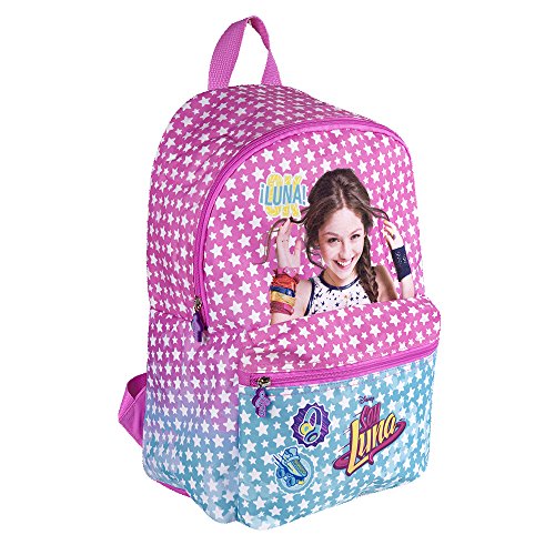 Disney Soy Luna Kinder Rucksack - Schulranzen mit weiße Sterne - Schulrucksack für Schule und Kindergarten - Rosa - 38x26x16 cm - Perletti