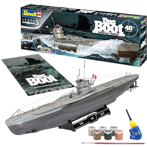 Revell Das Boot Collector's Edition - 40th Anniversary | Exquisiter U 96 Modellbausatz | Nachdruck des Original Filmplakats 1981 | Komplett mit Basisfarben, Kleber & Pinsel | Maßstab 1:144