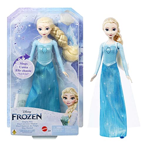 Disney Frozen Die Eiskönigin Spielzeug, Singende ELSA Puppe in charakteristischer Kleidung, singt Lass jetzt los aus dem Disney-Film Die Eiskönigin, Geschenke für Kinder, Deutsche Version HMG32