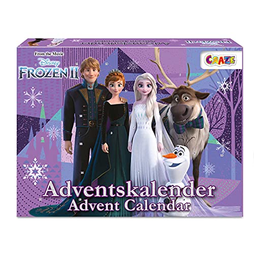 CRAZE Adventskalender Frozen II Weihnachtskalender Eiskönigin Eisprinzessin 2021 Mädchen Spielzeugkalender Kreative Inhalte Tolle Überraschungen 24652