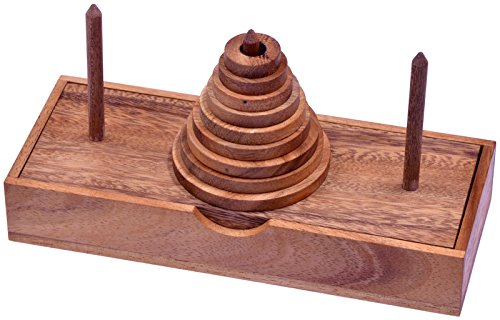 LOGOPLAY Pagoda - Turm von Hanoi - Denkspiel - Knobelspiel - Geduldspiel - Logikspiel mit 9 Scheiben aus Holz