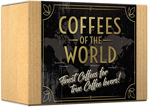 Black Donkey Gourmet-Kaffee-Geschenkset - COFFEES OF THE WORLD | Gemahlener Kaffee 600g (6 x 100g) - 6 feinste Single Origin Kaffees | Geschenkidee im Geschenkkorb-Stil für Sie & Ihn