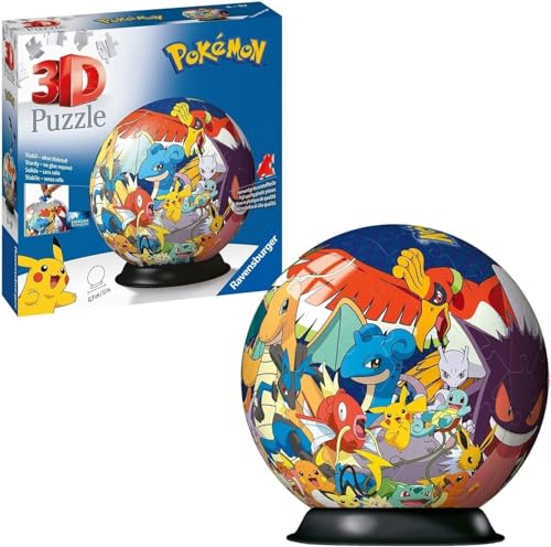 Ravensburger 3D Puzzle 11785 - Puzzle-Ball Pokémon - 72 Teile - Puzzle-Ball für Pokémon Fans ab 6 Jahren, Pokémon Spielzeug, Pokémon Geschenk