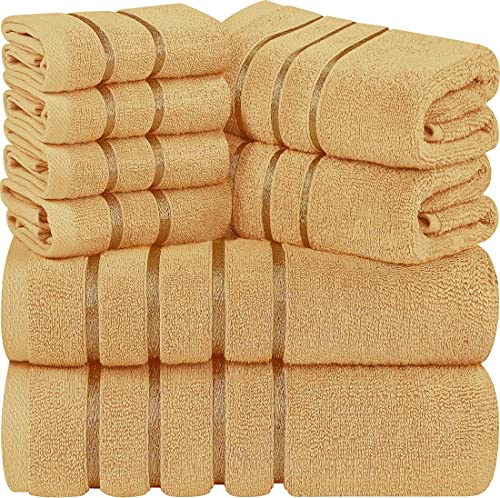 Utopia Towels 8-teiliges Luxus-Handtuch-Set, 2 Badetücher, 2 Handtücher und 4 Waschlappen, 600 g/m², 100% ringgesponnene Baumwolle, sehr saugfähige Viskose-Streifen-Handtücher, ideal für den