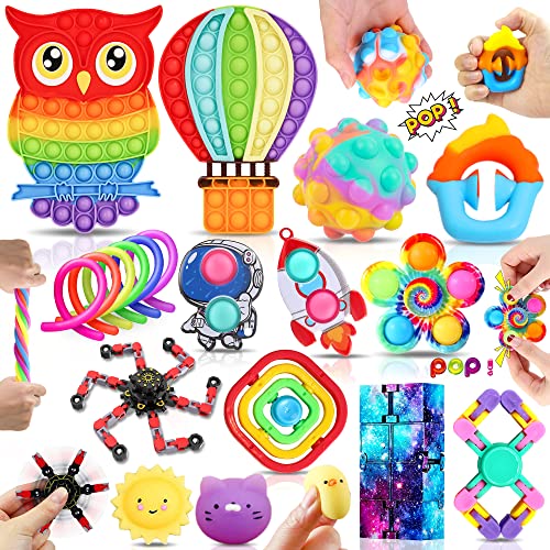 Chennyfun Fidget Toys Set, Stressabbau mit Spielzeugkiste Magic Burger Cube, Flippy Chain, Stressball, Sensorisches Spielzeug für Autismus ADHD, Anti-Angst-Geburtstag für Teen Kinder Erwachsene…