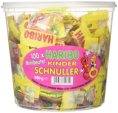 Haribo Kinder Schnuller 100 Minibeutel, 1er Pack (1 x 980 g Dose)