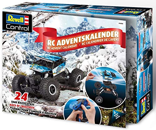 Revell 1026 Adventskalender RC Crawler, mit Fernsteuerung und Batterien in 24 Tagen zum selbstgebauten, ferngesteuerten Auto, Blau